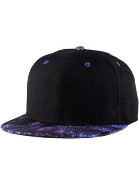 Unisex Black Purple Snapback Hat Hip Hop Style Colorful Adjustable Baseball Cap